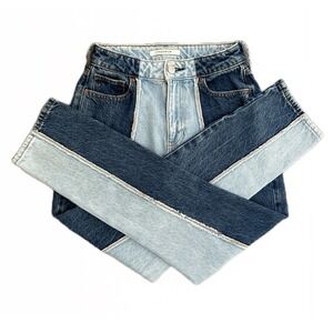 Pacsun‎ 90s Boyfriend Jeans Women's 23 Blue Mid Rise Straight Leg Two-Tone Denim